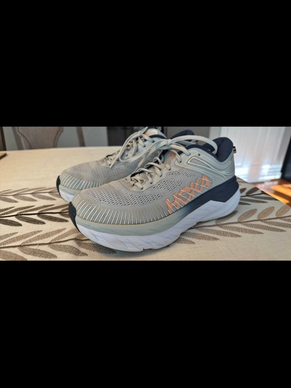 Hoka One One Dark Gray and Blue Logo Running Shoes - Picture 7 of 7
